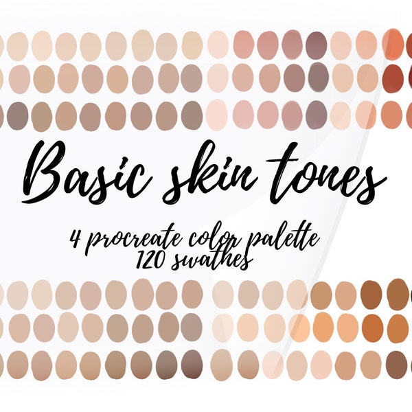 Basic Skin Tones Procreate Farbpalette Bundle | iPad Procreate Tools | Hauttöne und Untertöne Farbschwung | Ganz hautfarbene Paletten