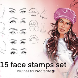 Procreate Full Face Brushes Set Face Templates Set For Artists Face Stamps Set Procreate Head Stamps Eyes Stamps Nose Stamps