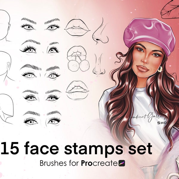 Procreate Full Face Brushes Set Face Templates Set For Artists Face Stamps Set Procreate Head Stamps Eyes Stamps Nose Stamps