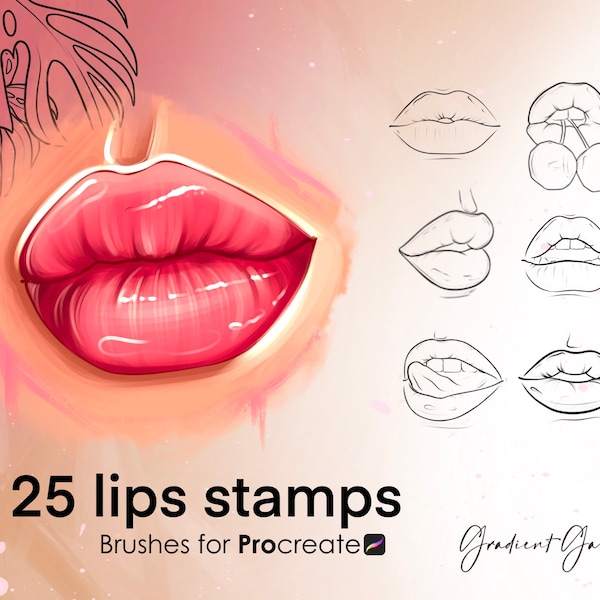 Procreate Lips Brushes for Coloring Lips Brush Set for Digital Artists Lips Templates For Artists Lips Stamps Procreate