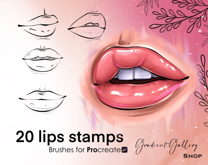 Lips Template Procreate Lips Brushes for Coloring Brush Set Etsy