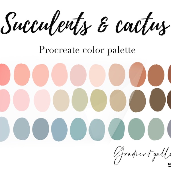 Succulents & Cactus Procreate Color Palette | iPad Procreate Tools | Floral Color Swtches | Botanical Color Palletes