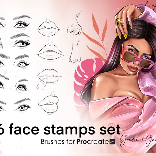 Procreate Full Face Brushes Set Face Templates Set for Artists Etsy