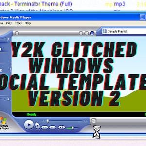 Version 2. 5 PACK Y2K Glitched Windows XP Limewire Social Media Instagram Canva Editable Vertical Templates Digital Download