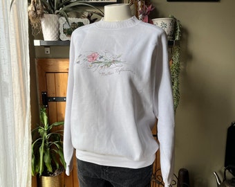 Vintage 80s Northern Reflections White Pullover Crewneck Sweater / Retro  1980s Floral Embroidery Granny Cottagecore Sweatshirt Medium -  Canada