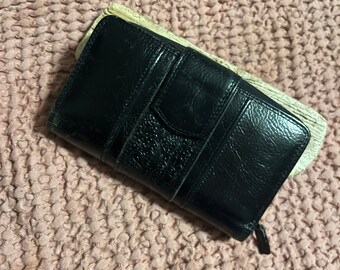 RRL Leather Chain Wallet Black Over Brown
