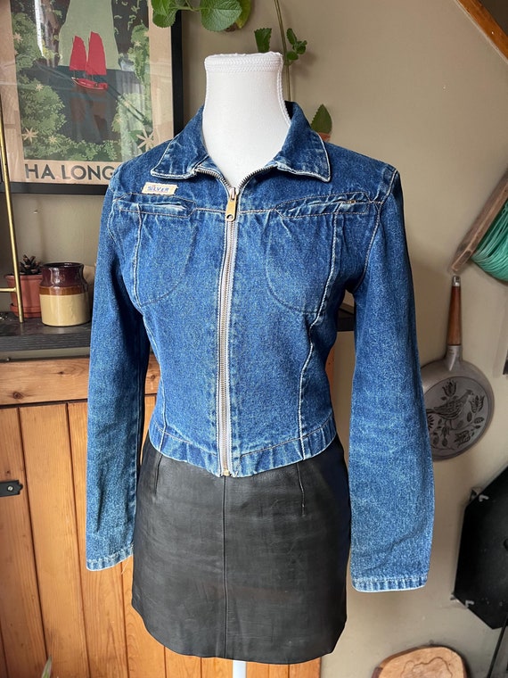 関税込み【 】Super Cropped Denim Jacket 90s 80s 90s Vintage Blue Jean Cropped Jacket by Union Bay L - Etsy