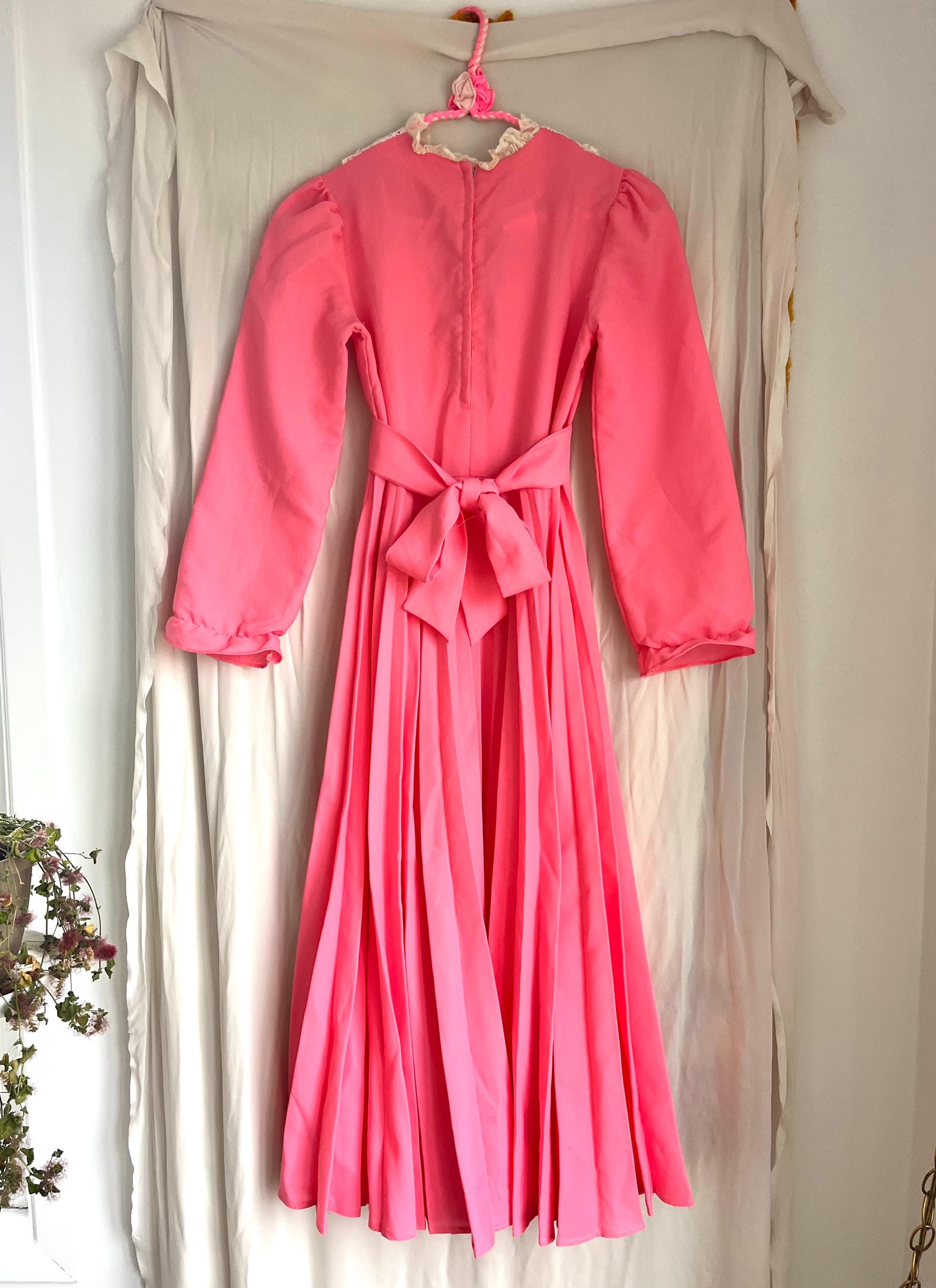 Vintage 70s 'merrie Minx' Pink Lace Bib Prairie Dress | Boho