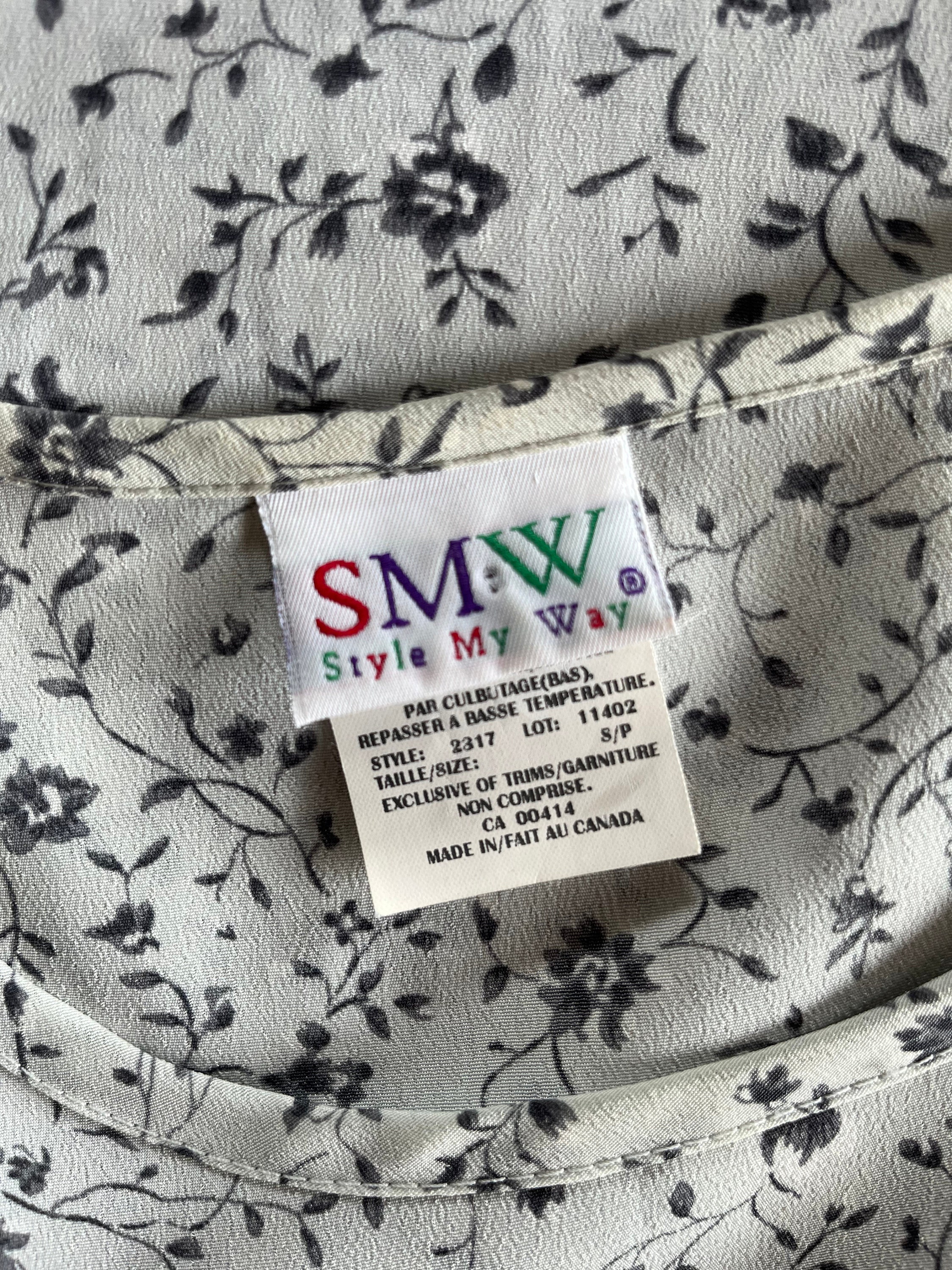 Vintage 90s Grey Ditsy Floral Babydoll Dress / Retro 1990s Grunge ...