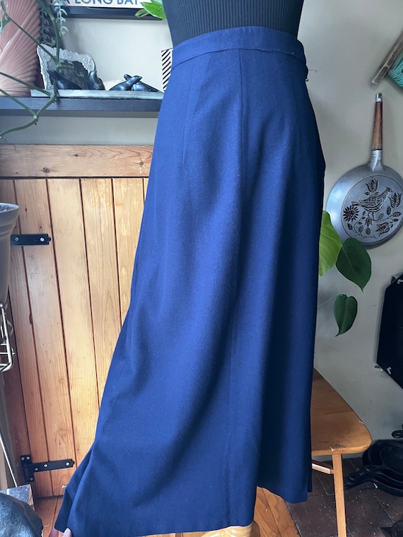 Vintage 40s 50s Dark Navy Blue Straight Midi Skir… - image 5