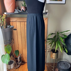 Vintage 60s Koret of California Long Black Skirt / Retro 1960s Straight Silhouette Maxi Skirt / 26 Waist / Small image 3