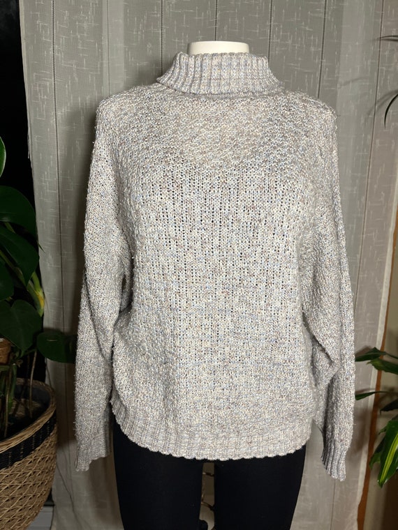 Vintage 70s Speckled Knit Turtleneck Sweater / Ret