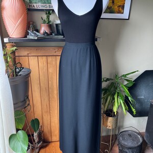 Vintage 60s Koret of California Long Black Skirt / Retro 1960s Straight Silhouette Maxi Skirt / 26 Waist / Small image 2