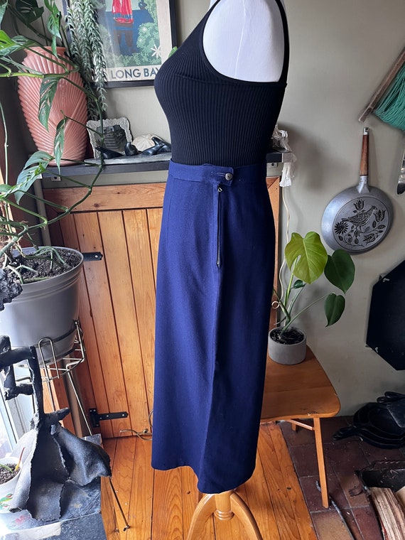 Vintage 40s 50s Dark Navy Blue Straight Midi Skir… - image 3