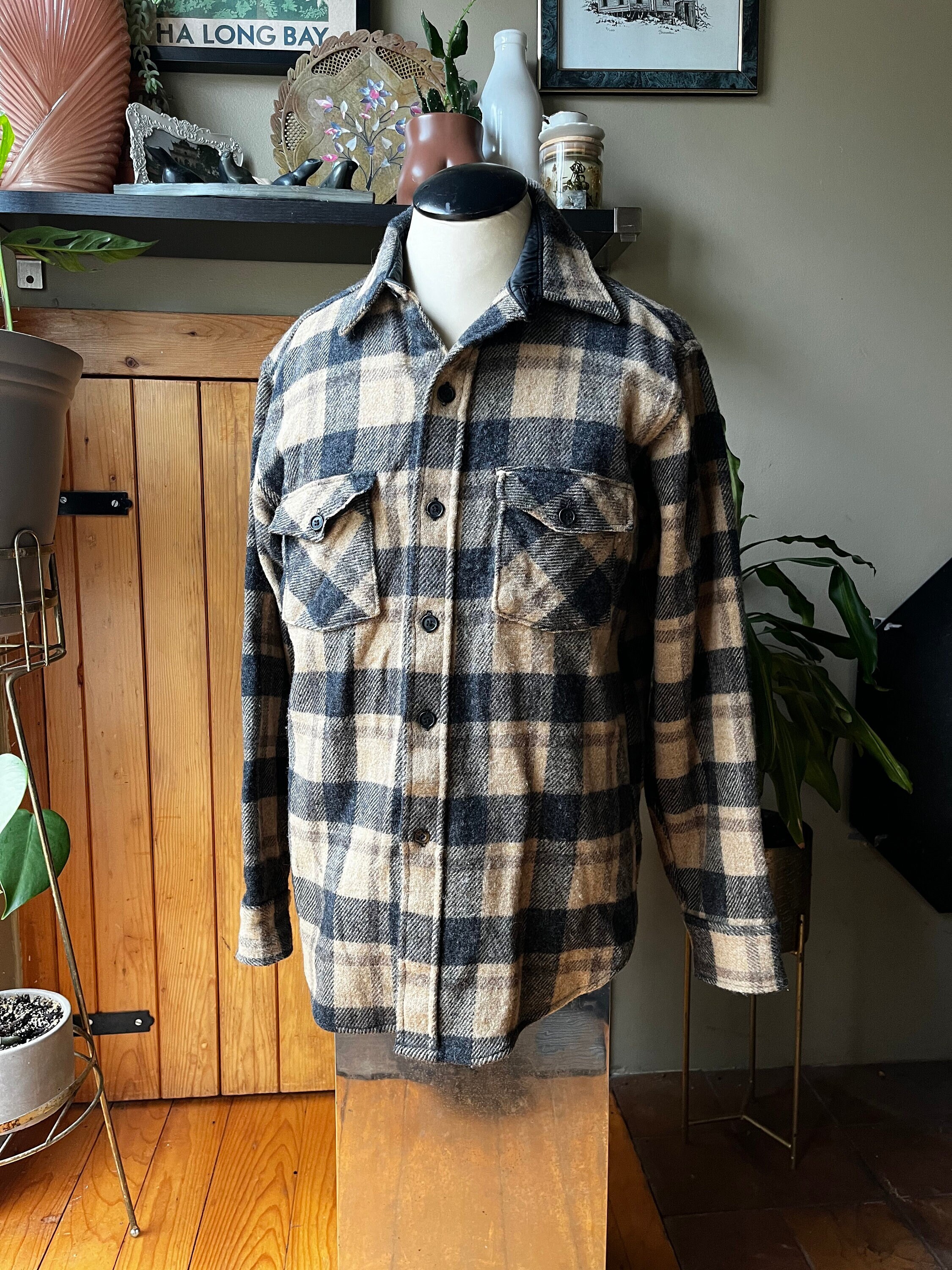 Vintage 70s 'woolrich' Rustic Wool Blend Plaid Shirt | Size Large Vintage 70s 'woolrich' Rustic Wool Blend Plaid Shirt | Size Large