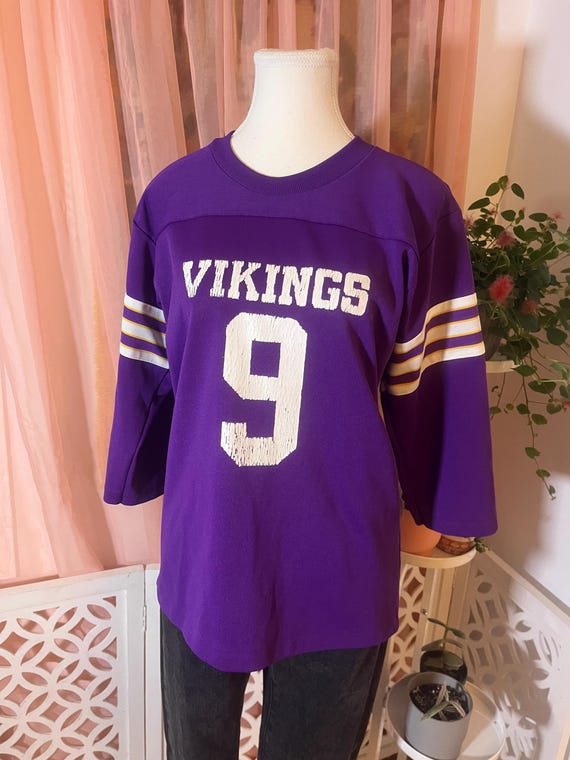 Vintage 70s 80s Purple Vikings #9 Jersey Shirt | NFL Licensed