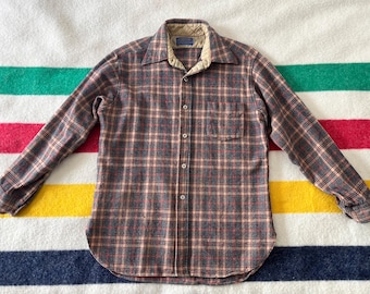 Vintage 70s 80s Pendleton Wool Plaid Flannel Shirt | Made in USA | Mens Large