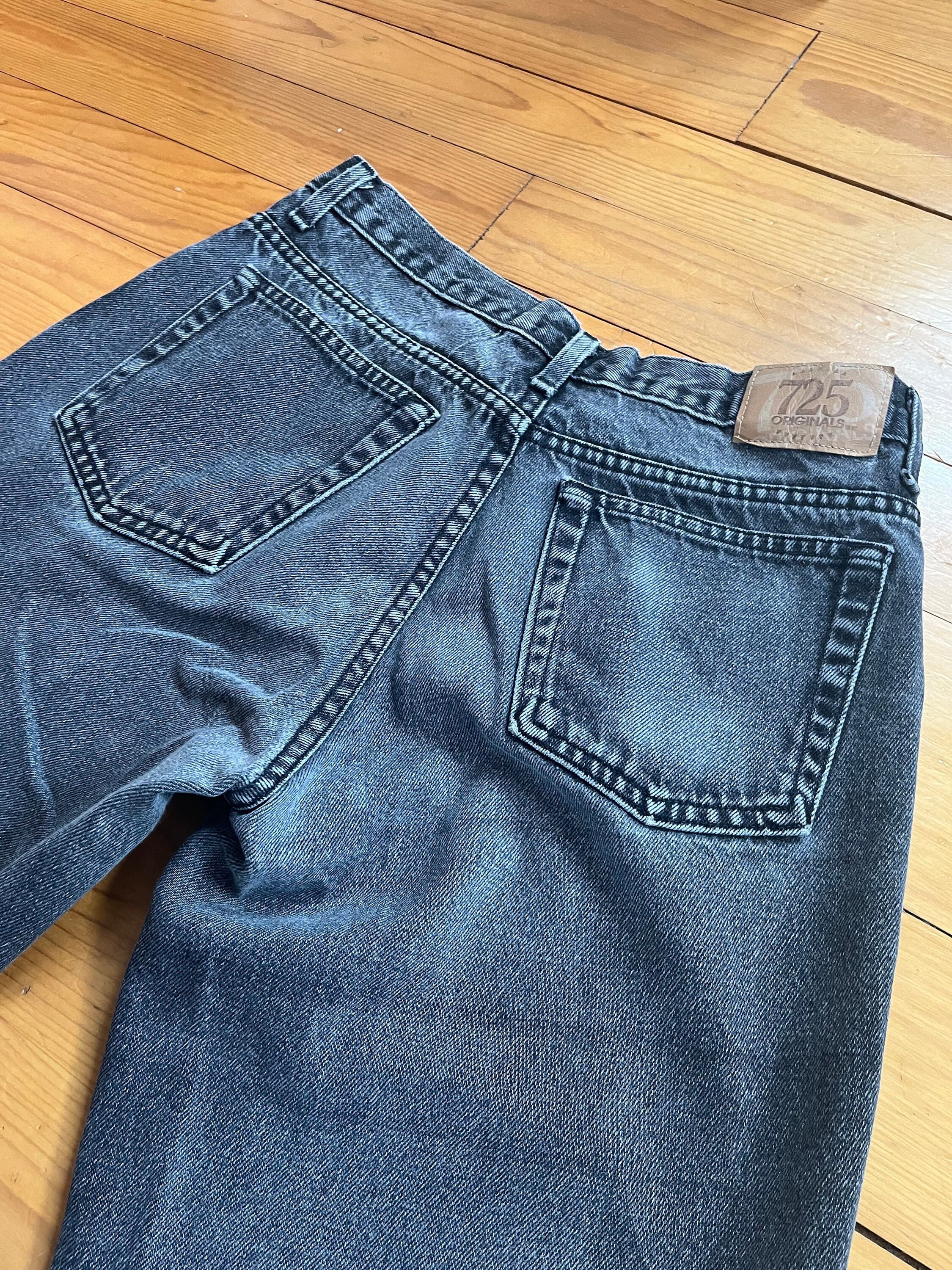 【00s archive】crush denim cargo vintage Vintage 90s '725 Originals' Stonewash Dark Grey Tapered Baggy Fit