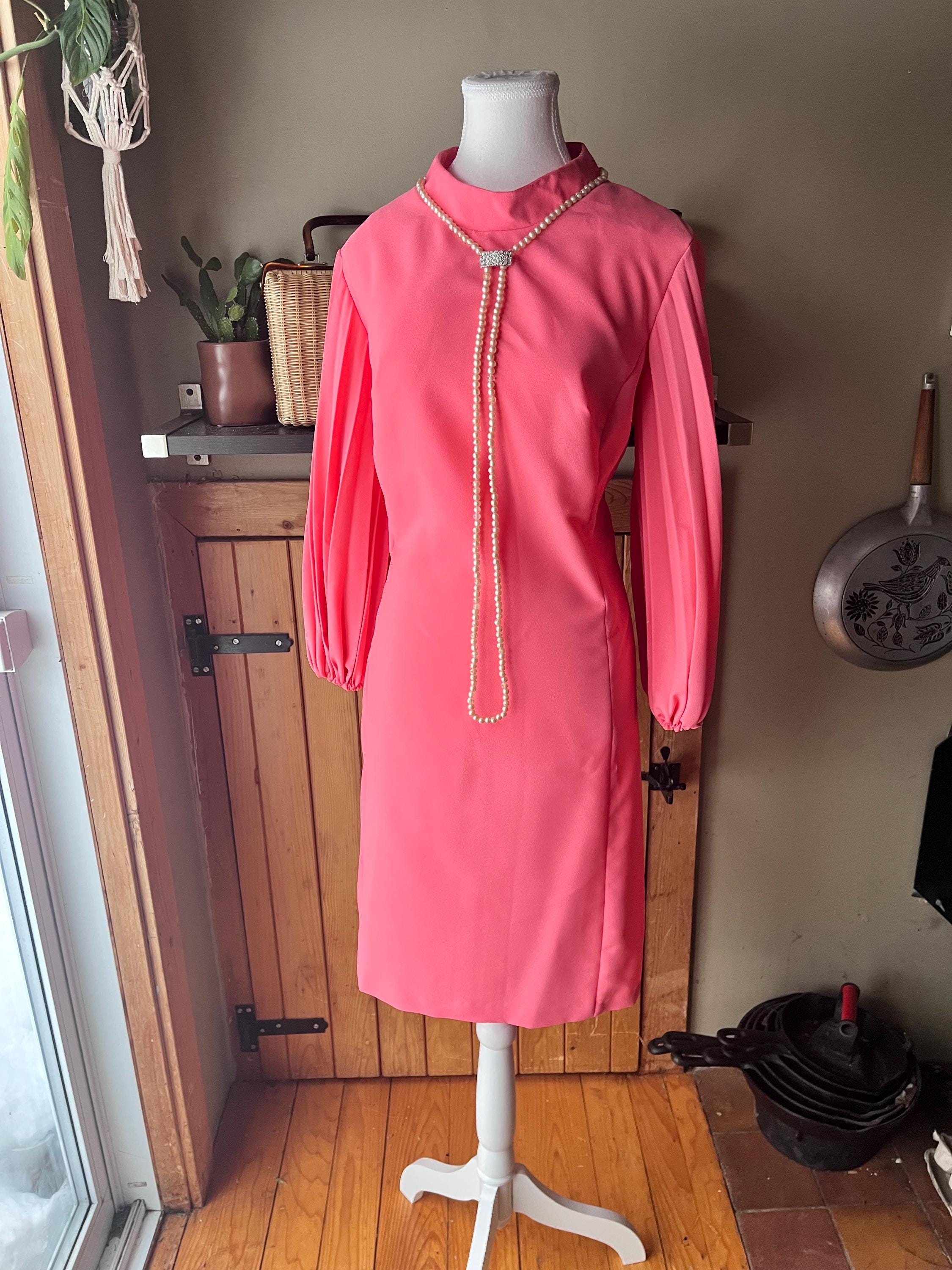 knee length dresses for ladies Coral Mesh Sleeve Shift Dress