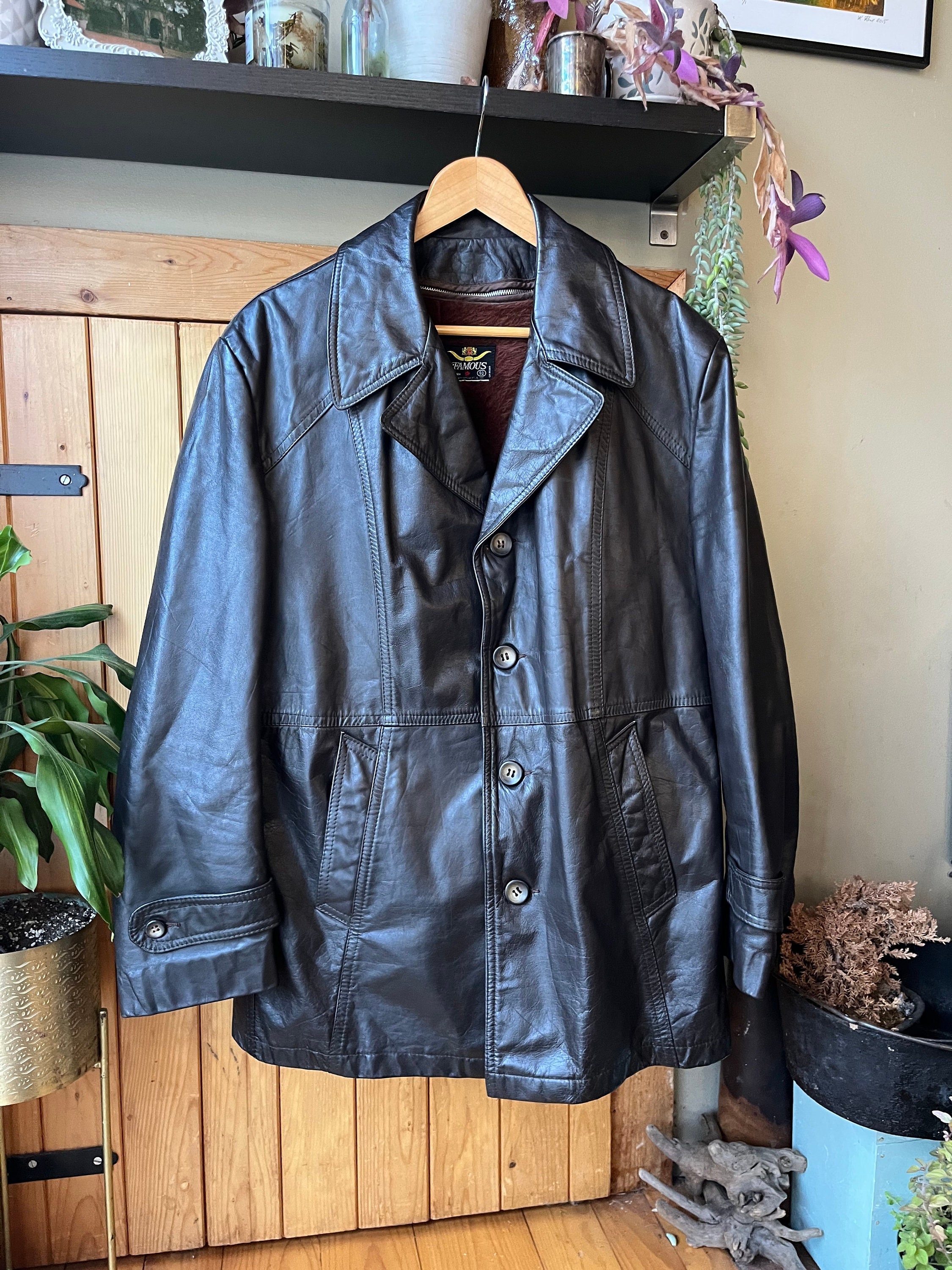 Vintage 70s Dark Brown Leather Jacket With Zipped in Faux Fur Lining / Retro 1970s Genuine Leather Button-up Coat by Famous Canada - Etsy Vintage 70s Dark Brown Leather Jacket With Zipped in Faux Fur Lining / Retro 1970s Genuine Leather Button-up Coat by Famous Canada - Etsy