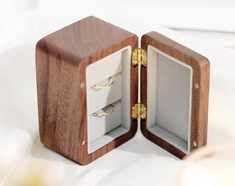 Gravur Holz Ring Box, Moderne rustikale Hochzeit Ring Box für Zeremonie, Kühlschrank Ring Box, Doppel Ring Inhaber Box Vorschlag, Ringhalter