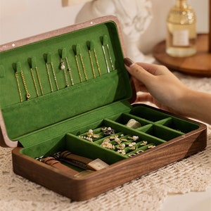 Schmuckschatulle aus Walnussholz für Frauen, hochwertige Schmuckschatulle, Halskettenuhr, Organizer-Aufbewahrung, Geburtstagsjubiläumsgeschenk