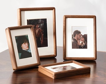 Walnut Photo Frame Holder,Tabletop Picture Frame,Desk Photo Frame,Rustic wood frame,5th wedding Anniversary,Housewarming gift