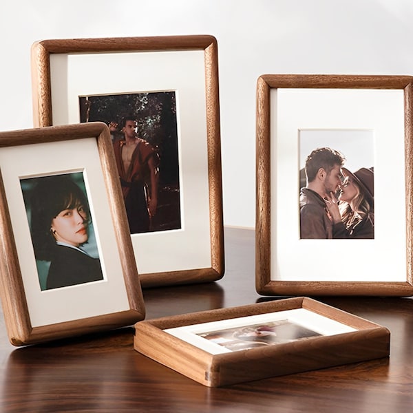 Walnoot fotolijst houder, tafelblad fotolijst, bureau fotolijst, rustiek houten frame, 5e huwelijksverjaardag, Inwijdingsfeest cadeau