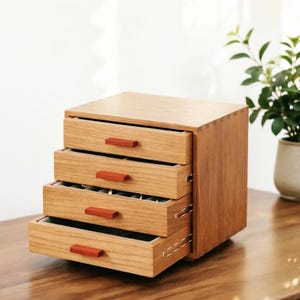 MINI Kirschfarbene Schmuckschatulle, Ring- und Ohrringorganizer, minimalistisches mehrlagiges Schmuckkästchen
