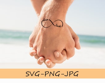 Custom Couple name Infinity Tattoo svg,Infinity with couple Initials,Infinity SVG files,Anniversary tattoo, Printable tattoo Digital Ptints