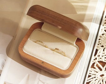 Personalisatie Zwarte Walnoot Houten Ring Box, Moderne Rustieke Trouwring Box voor Ceremonie, 2 Ring Bearer Box Voorstel, Huwelijkscadeaus voor haar