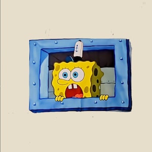 SpongeBob Window Tapestry | Funny Fabric Wall Art Hanging | Unique Bikini Bottom Decor & Gifts for Home