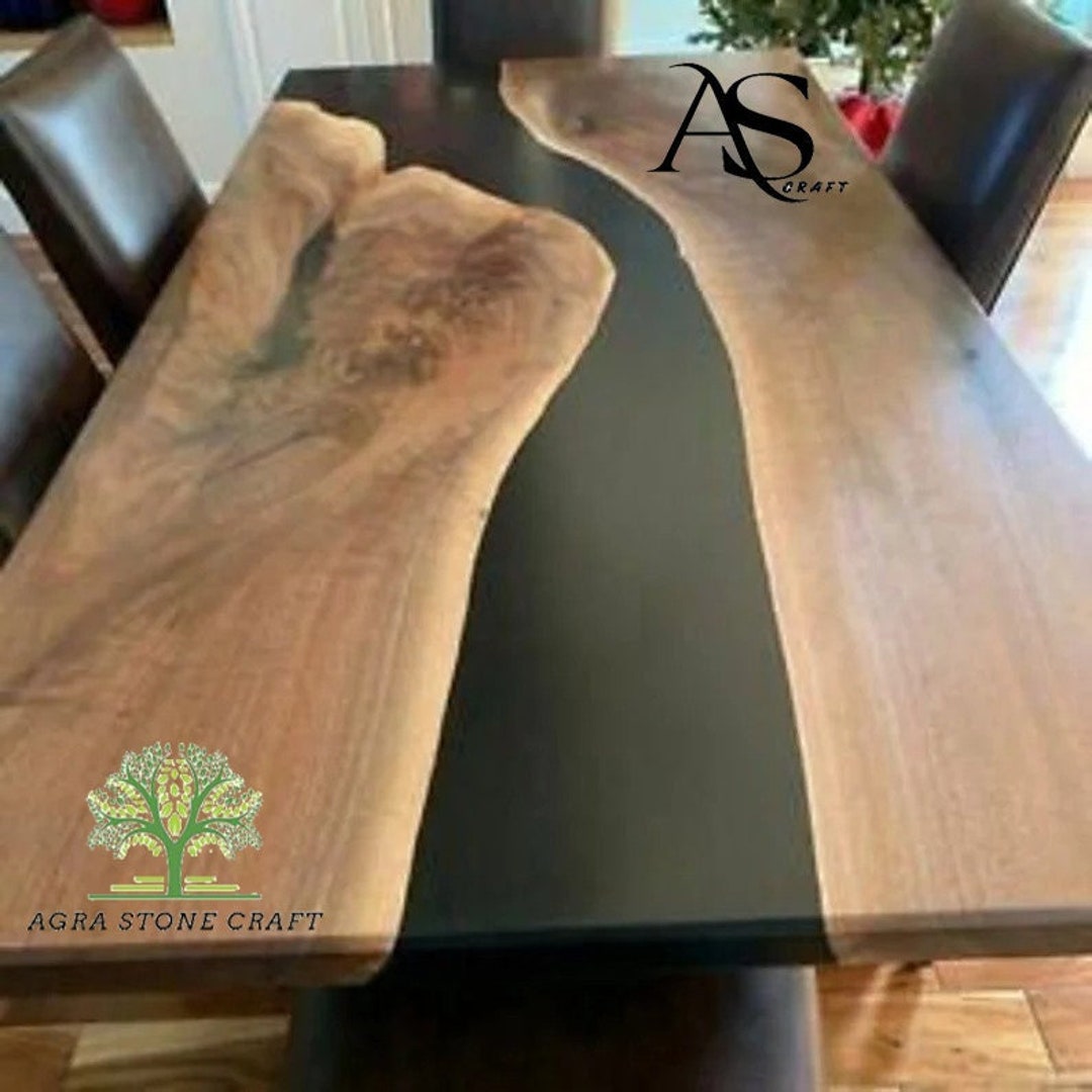 Black Epoxy Table for Home Decor Epoxy Table Top Live Edge Etsy