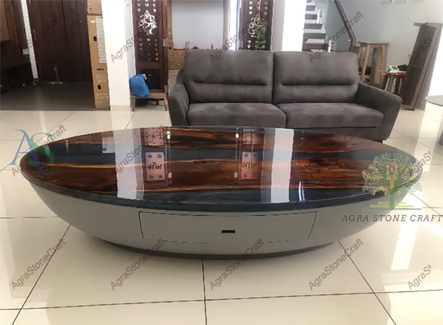 Modern Oval Epoxy Table Epoxy Coffee Table Epoxy Custom Oval Etsy