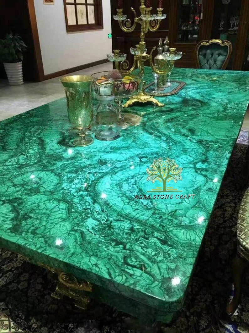 Green Malachite Table Top Dining Table Top Center Table Top Etsy