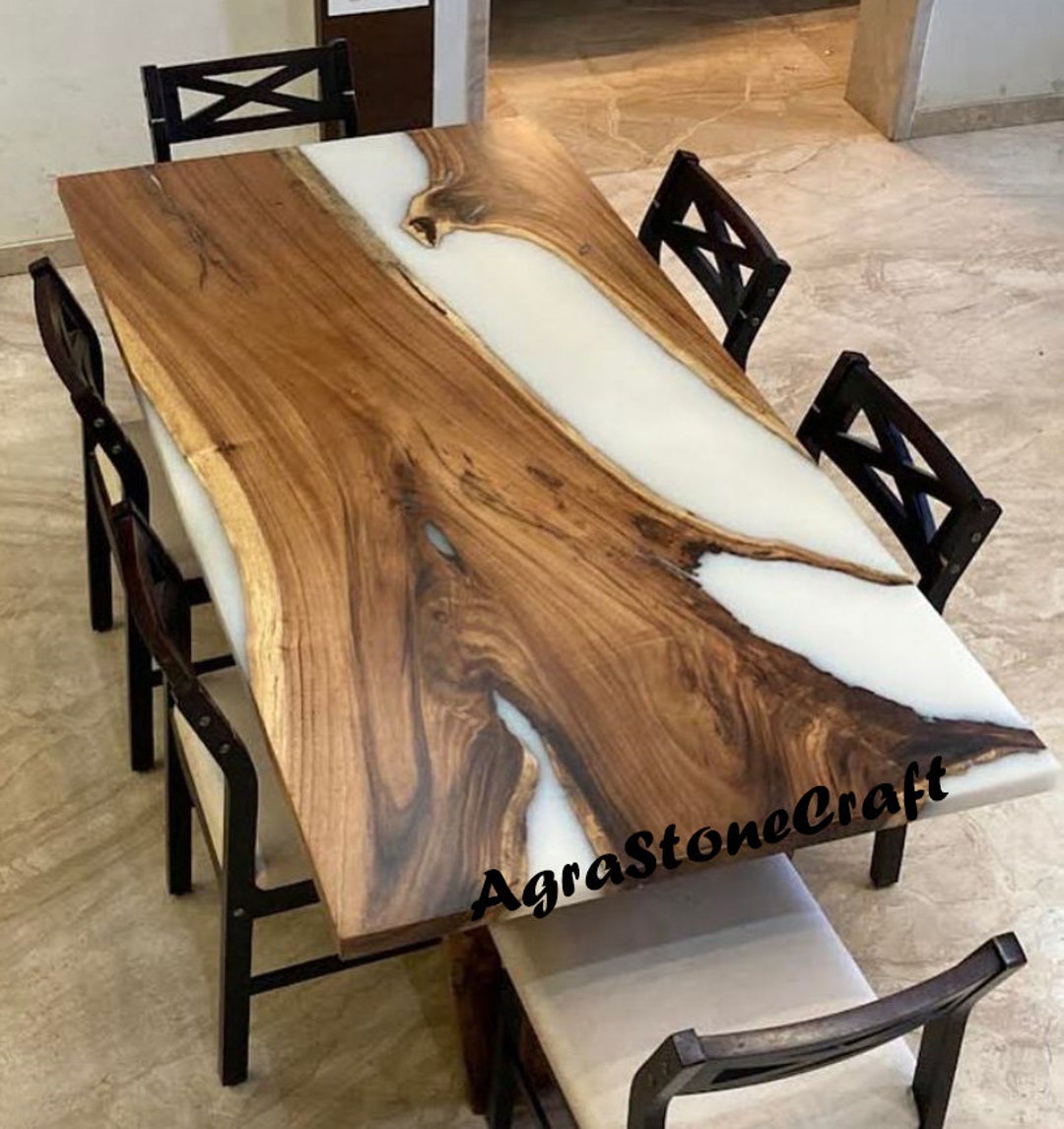 White Epoxy Resin Table Top Epoxy Wooden Table Epoxy Design Etsy