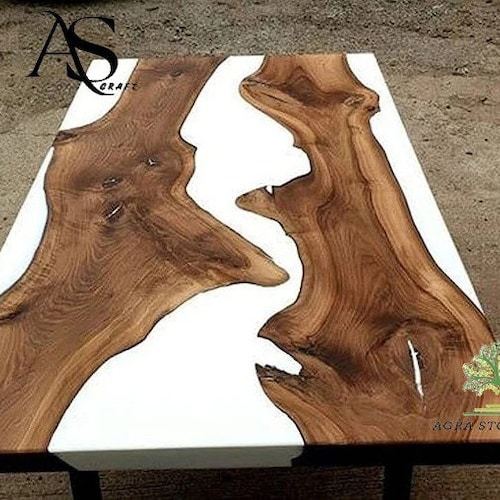 White Epoxy Table Topepoxy Coffee Tableepoxy Dining Etsy