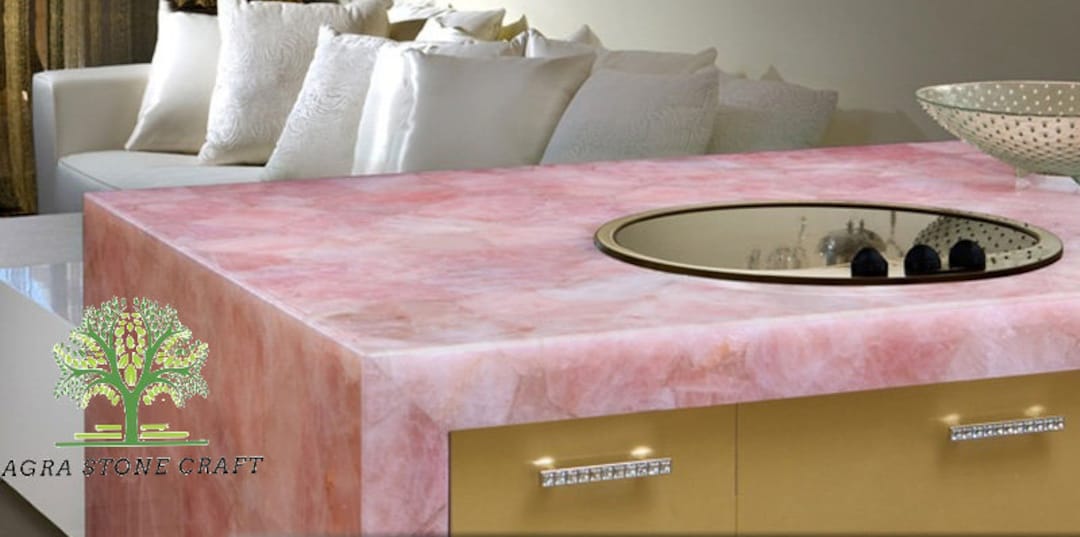 Pink Quartz Slab Quartz Kitchen Counter Top Kitchen Slab Etsy