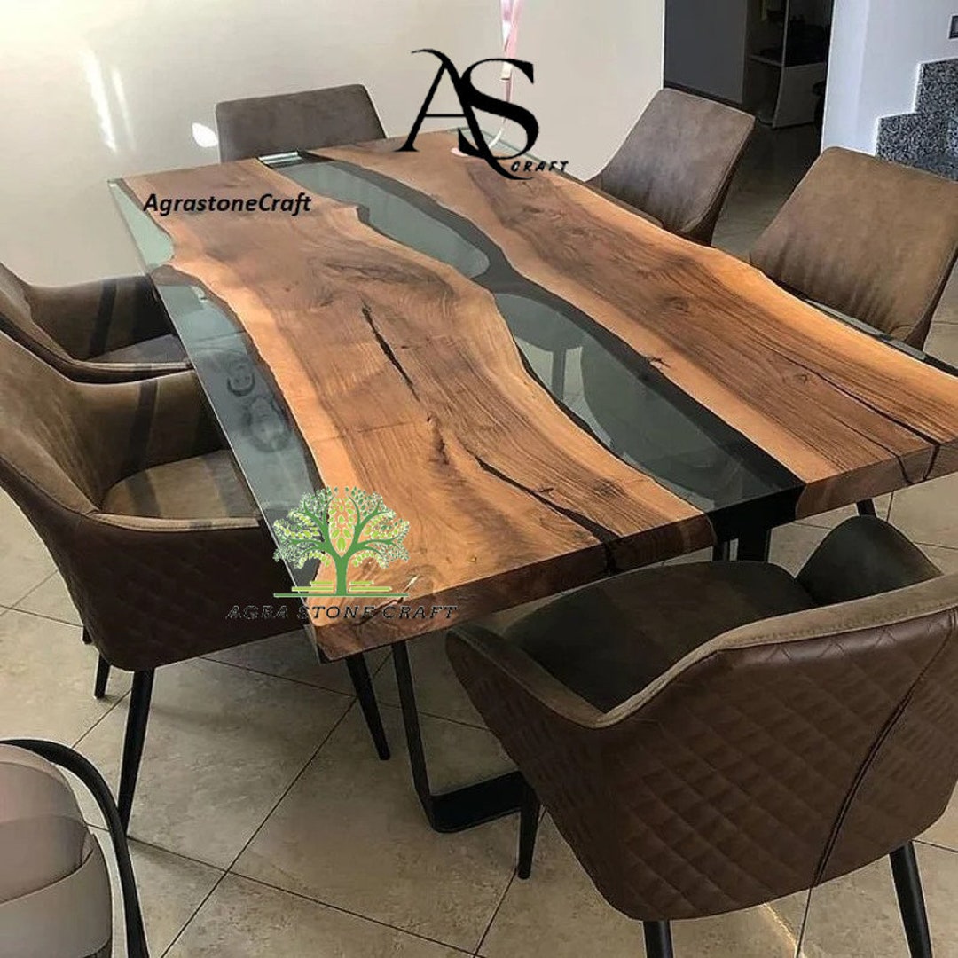 Black Epoxy Table Top Epoxy Dining Table Live Edge Table Etsy