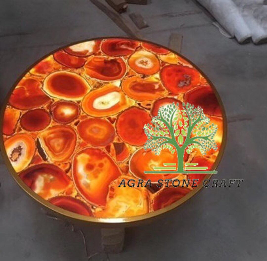 Agate Stone Table Top Round Coffee Table Side Table Small Etsy