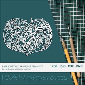Dragon - Papercut Template - Handcut / Pdf File / Papercutting / DIY / Svg file / Personal & Commercial use