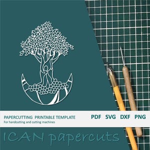 Mother Nature - Papercut Template - Handcut / Pdf File / Papercutting / DIY / Svg file / Personal & Commercial use