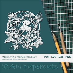 Sparrow - Papercut Template - Handcut / Pdf File / Papercutting / DIY / Svg file / Personal & Commercial use