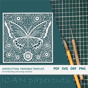 Butterfly #2 - Papercut Template - Handcut / Pdf File / Svg file / Papercutting / DIY / Personal & Commercial use