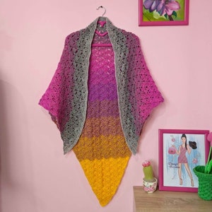 Crochet Pattern & VIDEO - Easy Triangular Lace Prayer Shell Stitch Shawl, Winter Womens Scarf - US Terms, Photos and Diagram Chart in PDF