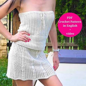 Crochet Beach Set Tube Top Skirt Pattern in All Size - Video and Written instructions
