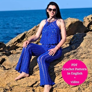Crochet Set Top Pants Pattern - Video Tutorial, Written Instructions and Diagram Chart Pattern in PDF