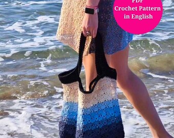 Modello per borsa tote a rete all'uncinetto facile con mandala e filato macramè in PDF - Istruzioni scritte, terminologia americana, schema, foto