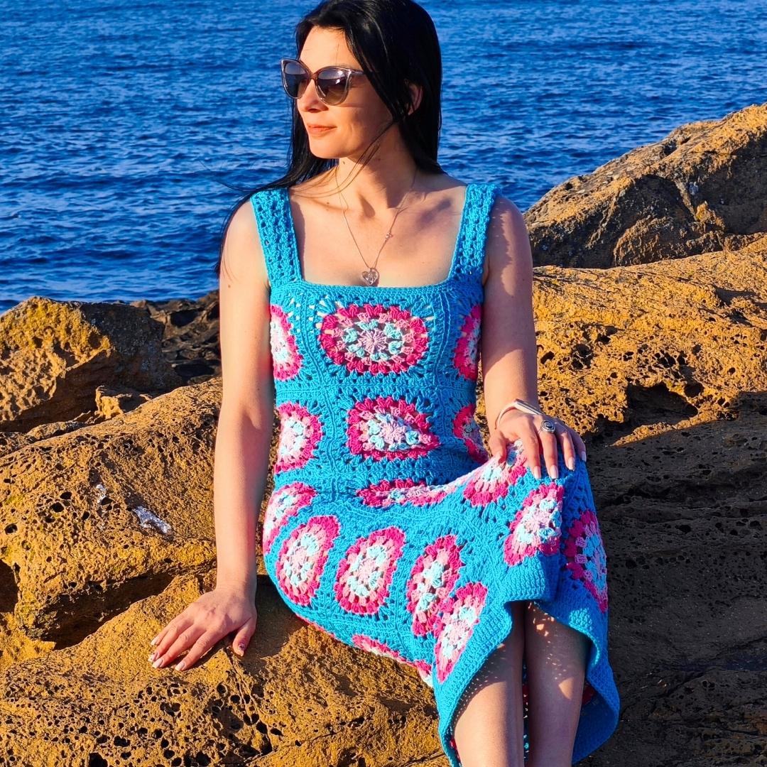 crochet granny square maxi dress Square Granny Maxi Dress Crochet Pattern PDF Download Intermediate Level XS to XL English & Spanish Instant Download