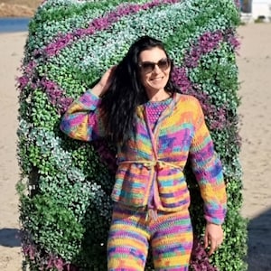 CROCHET PATTERN -  Mohair Rainbow Cardigan  in PDF